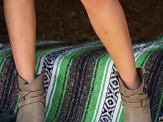 Curvy black milf briana ashley rips clothes in striptease on ranch outdoor