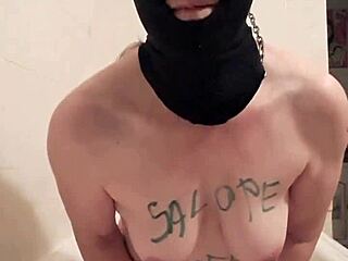 French slave masturbates intensely in BDSM session!