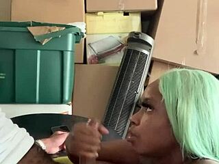 Neighbor helps with move, receives deepthroat blowjob on big black cock