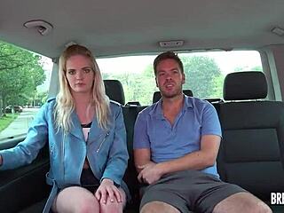 Holy crap! Shy tattooed girl squirts hard for a ride downtown in a car!