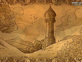 Virgin girl gets first handjob in anime game!