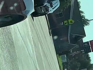 Almost Busted Flashing Huge Tits in Public Car Play