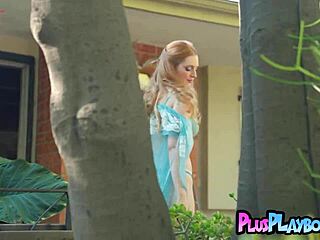 busty redhead teen maya kendrick poses in the garden, showing her hot body