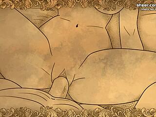 Virgin girl gets first handjob in anime game!