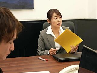 She says, 'Dive into my pussy, bitch, and make me squirt all over the office.' Emiko Sugioka, the Asian boss, sucks hard.