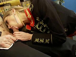 The Busty Blonde Milf With Fake Tits And Shaved Pussy Rides Big Cock Hard, Giving Oral.