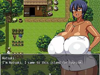 tanned natsuki shows off sweaty curvy body in hentai game ep 4