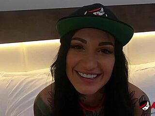 i'm suckin that big cock of adel asanti, her pierced tits are huge... wow!