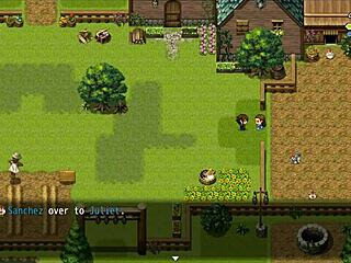 i'm playing lost lagoon harem hentai game ep 5, the sexy farmer exposes her pussy outside, it's so cute and huge