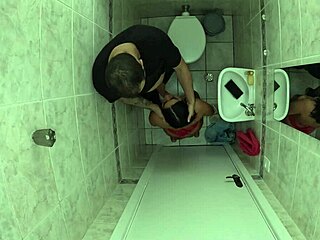 She went to pee in her friend's bathroom but forgot to lock the door. Her friend walked in and slammed his cock into her!