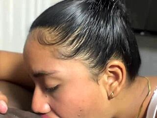 Amateur couple records pov deepthroat on stepbrother's big black cock to provoke boyfriend.