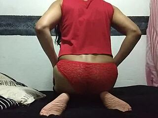 Mexican ladyboy gets naughty in homemade solo play