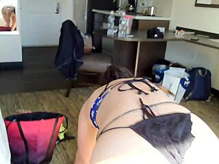 stepmom's bikini shows off her legs and big ass