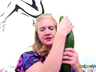 Lily May Stuffs Big Toy in Mature European Pussy