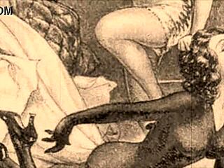 Vintage erotic illustration from antique retro cartoon