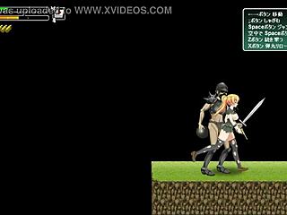 Wow! Cute Blonde Hentai Girl Bangs Soldiers in Wild Battle Game