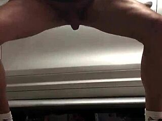 spying on gay guys working out in the garage gym