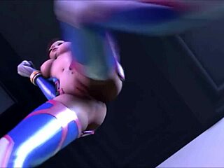 D.Va endures intense double penetration in ass.