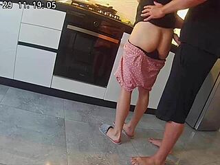 Real cheating wife bangs neighbor in kitchen hentai style 😈