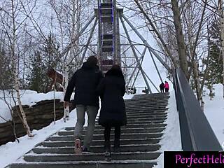 hot girl gives stranger public blowjob and swallows cum at resort