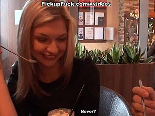 Blonde in stockings, wanna see her fucked in the toilet?