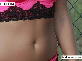 Yo, check this beautiful blonde stripping and showing pussy outdoors! 😍