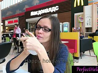 hot girl gives stranger public blowjob and swallows cum at resort