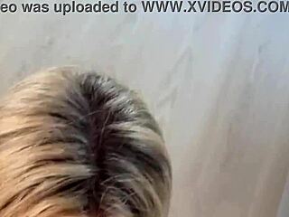 Blonde puts her boyfriends huge cock in her mouth and then asks him for sex in doggystyle