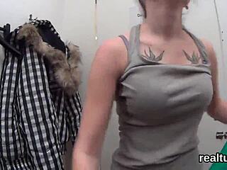 Charming Czech kitten seduced in mall for POV action 😜