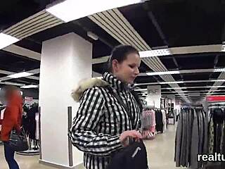Charming Czech kitten seduced in mall for POV action 😜