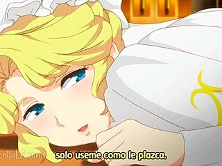 Beautiful blonde maid in cartoon-style video