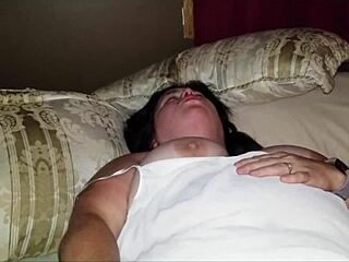 Sexy bbw plays in soiled panties and toys with a mouthful of cum