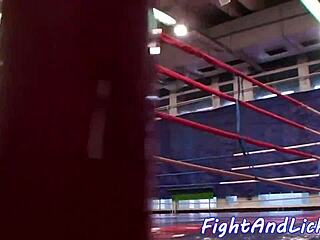 two euro dykes start wrestling but end up licking each other's pussies on the floor in a heated fight