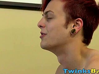 two slim gay guys trade blowjobs, bent over for bareback doggystyle fest.