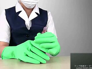 Feel that latex glove stroking your cock