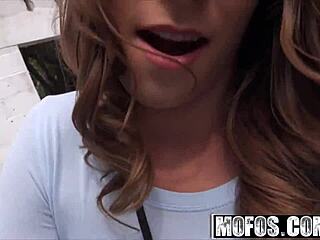 Holy cow, slender Kirsten Lee spreads wide in public pickup!