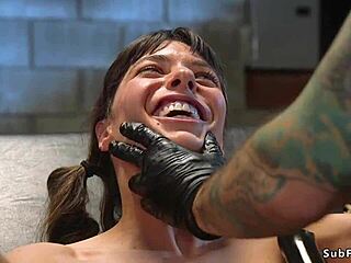 Slave Bent Over and Tied Up, Anal Fucked Roughly in Doggy Bondage Position