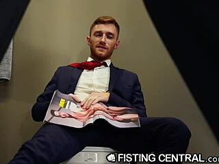 Fistingcentral - mature boss catches employee jerking in bathroom