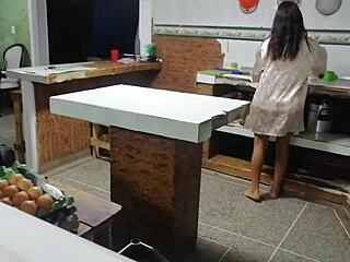 I Serve Hot Food To My Stepbrother While Bent Over For Anal Assfucking And Doggystyle With Big Tits Masturbation