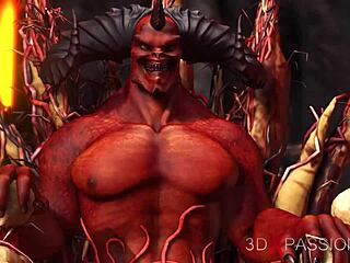 Devil gags super hot girl with monster cock in hell's extreme play.