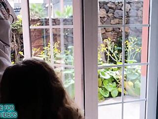 a quickie creampie right in front of the window!