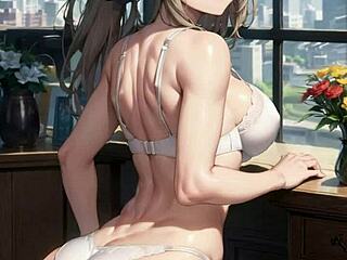 Cute girl experiences first huge cock in 3d ai porn. She masturbates pussy and gets creampied in sexy outfit