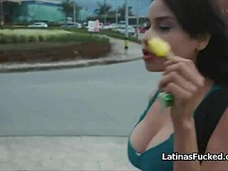 Busty latina woman participates in casting call for aspiring porn star role with group interview and titty fuck demonstration