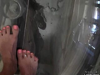 Queen Of Golden Shower Camilla Moon Pissing On Belly Close-Up