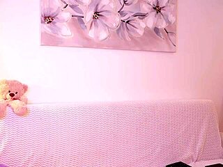 Blonde Strips Naked on Camera and Shoves Huge Dildo Deep in Wet Pussy