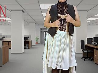 Adorable Naked Secretary Seduces Boss with Pussy and Tits Display