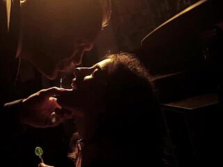 Nacho fingers and eats little 18+ natural-breasted ena's shaved pussy, then fucks her standing doggie-style.