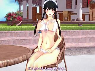 I got wild with Yor Forger in bikini pool sex POV