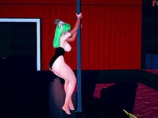 morrigan dances on table in sheer halloween costume fantasy