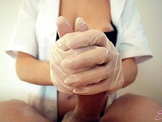 Sexy Nurse Eva Myst Delivers Intense Handjob in Latex Gear